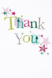 This thank you card is a quiet delight, its cheerful details crafted to lift spirits across Epping. The front showcases 'Thank You' in a joyful parade of colours-gleaming silver, sunny yellow, leafy green, and serene blue-all arrayed in playful, varied type that catches the eye and sparkles with homemade character. Tiny, lively dots and delicate stitched patterns enhance some of the letters, evoking the artisanal flair of Epping's craft markets. Sprinkled around the message are tiny stars in pink, teal, and silver, creating a celebratory swirl that feels spontaneous, like confetti gently settling after a village fête. The background remains an elegant white, providing both calm and contrast, letting every hue and glint play freely. There's an open, light touch to the composition, making it feel both whimsical and sincere-a perfect echo of the heartfelt gratitude Epping residents often share with one another. This card, easy to imagine arriving on a bright morning with a bouquet from Flower Delivery Epping, resonates with kindness, turning every thank you into a moment of celebration and connection.